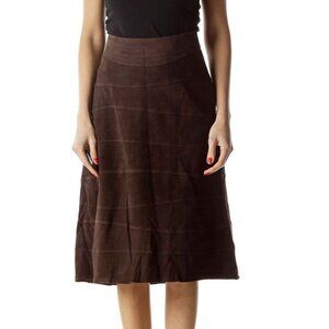 D.E.S. Studio Brown Flared Leather Skirt with Slip